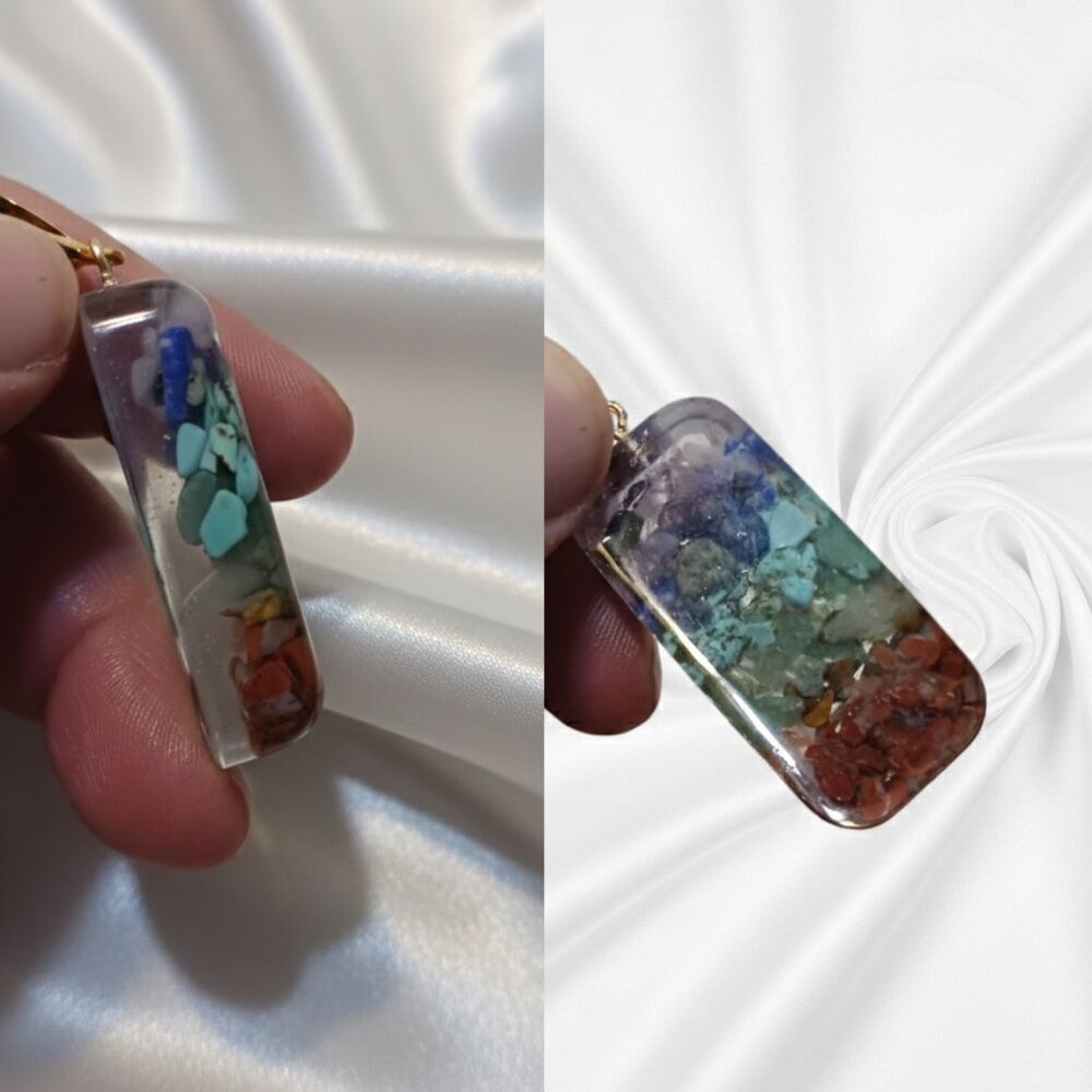 7 Chakra Gemstone Reiki Healing Copper Coil Pendant Necklace NWOT - Picture 5 of 8
